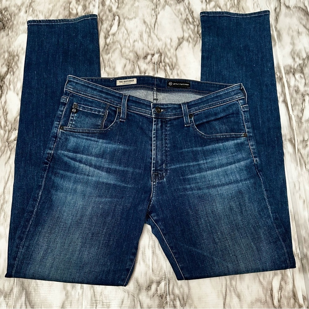 AG Adriano Goldschmied Dark Blue Wash Slim Straight Leg Jeans Matchstick - Picture 2 of 12